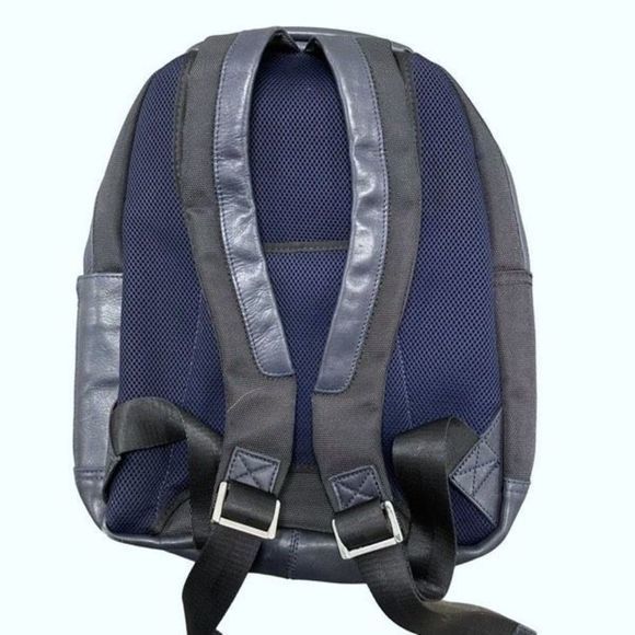 Velez Navy Handcrafted in Columbia Large Leather Lined Laptop Backpack — EUC - Picture 3 of 11